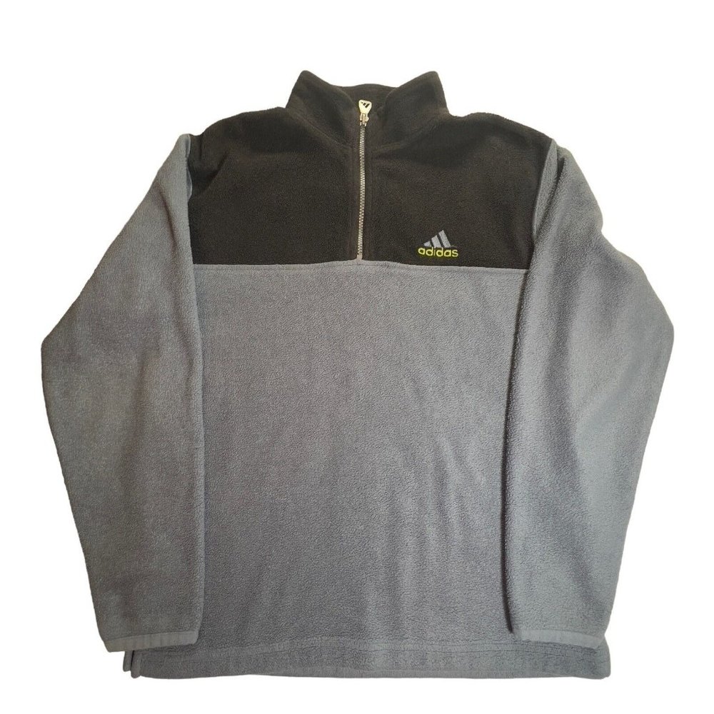 Adidas Gray Black Youth Fleece 1/4 Zip Size Large 14/16 Long Sleeve